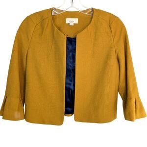 Loft XXSP Women's Blazer Mustard Suit Coat Petite 0 2 Jacket Extra Small 2XS